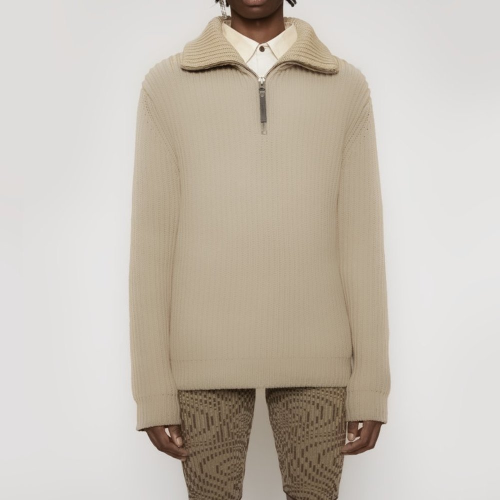 Acne Studios Sadea Wool Neutral Sweater 3/4 Zip up